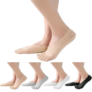 1 пара модных летних тапочек-носков с тонким носком, женские невидимые силиконовые противоскользящие носки с пятью пальцами, носки-лодочки, носки до щиколотки
