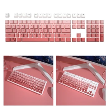 104 клавиши RGB-Keycaps PBT Двухслойная полупрозрачная клавиатура градиентного розового цвета Механическая