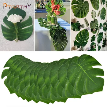 12 шт. искусственных тропических пальмовых листьев для украшения дома и вечеринки в стиле гавайского Луау, сада и пляжа, декора столов в стиле джунглей и пляжа
