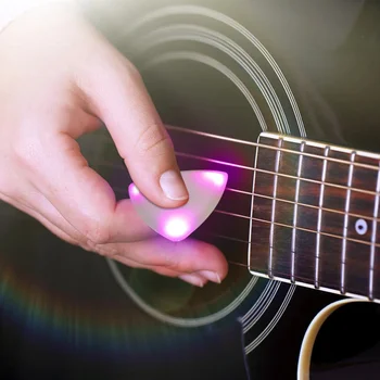 1ШТ светодиодный светящийся медиатор для гитары из пищевого пластика, Сенсорный светящийся медиатор для гитары, Музыкальный струнный инструмент, Светящийся медиатор