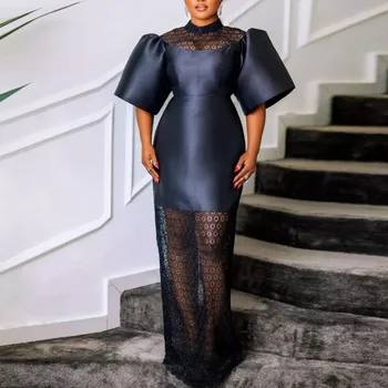 2023 Модное платье с рукавом-фонариком, темпераментное кружевное вечернее платье в стиле пэчворк