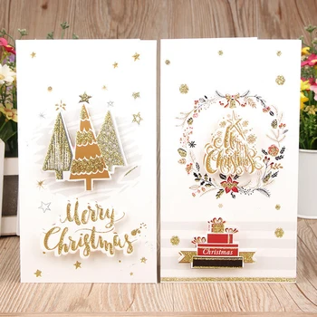 8 Рождественских открыток с продуманными цветами, креативный милый мультфильм с конвертом, Рождественская поздравительная открытка для детей
