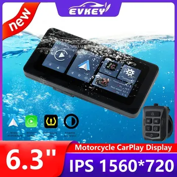 EVKEY Wireless CarPlay 6,3-дюймовый Портативный Мотоциклетный ЖК-Дисплей Беспроводной Android Auto Tire Pressure Display IPX7