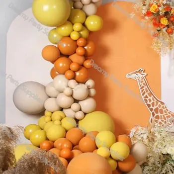 Ins Горчичные двойные воздушные шары, гирлянда, арка в стиле бохо, украшение дня рождения, декор для детской вечеринки, детский душ, оранжевый жираф, принадлежности телесного цвета