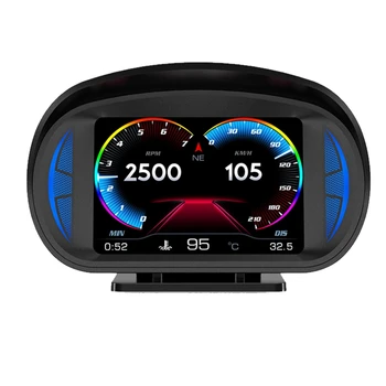 P2 Автомобильный HUD-дисплей OBD GPS, Измеритель скорости и градиента движения автомобиля, Температура воды И Расход топлива, Простой В использовании Черный