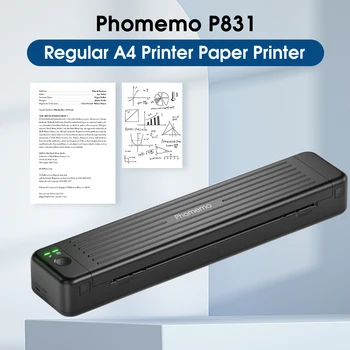 Phomemo P831 Bluetooth Обычный Бумажный принтер Формата А4 Поддерживает Копировальную Бумагу Без Чернил Беспроводной Термотрансферный Принтер 300 Точек на дюйм A5 Letter