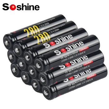 Soshine 10440 Аккумуляторная Батарея емкостью 280 мАч 3,2 В AAA LiFePO4 Батареи 1000 Циклов для Фонарика Игрушечное Радио Маленький Вентилятор Рекордер