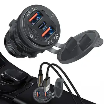 Автомобильное Зарядное Устройство Адаптер Быстрой Зарядки PD QC3.0 Двойной USB-Адаптер С Тремя Портами Зарядные Устройства Для Телефонов ATV Auto Convertible Car RV
