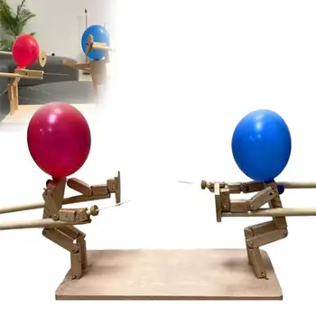 Битва на воздушном шаре для двух игроков Bamboo Man Battle 4 Лучшая игра на воздушном шаре с 20 воздушными шарами Wooden Bots Battle Game Wooden Fighter