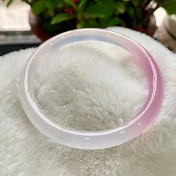 Браслет из прозрачного розового халцедона с круглой полоской из агатового льда и градиентного цвета тюльпана, женский универсальный браслет