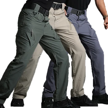 брюки-карго мужские уличные тактические спортивные штаны с несколькими карманами, армейские водонепроницаемые Быстросохнущие эластичные походные брюки большого размера