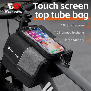 Велосипедная сумка MTB Дорожная велосипедная сумка с чувствительным сенсорным экраном, велосипедная сумка с передней трубчатой рамой, 7,0-дюймовая сумка для мобильного телефона, аксессуары для велосипеда