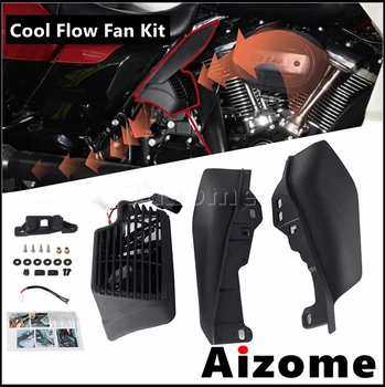 Вентилятор радиатора охлаждения мотоцикла с теплозащитным экраном для Harley Touring Cool Flow Fan Kit 2017-2023 Tri Road Glide Ultra Limited Low