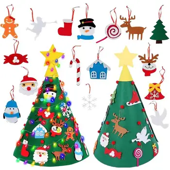 Веселая рождественская елка из фетра для стены, детские поделки из фетра для рождественского украшения, игрушки из фетра для детского сада, гостиная, спальня