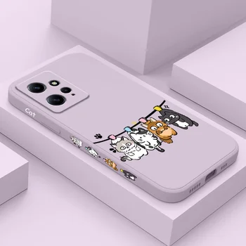 Вешалка Cat Чехол Для Телефона Xiaomi Redmi Note 12 12S 11 11S 10 10T 10S 9 9S 8 7 Pro Plus 4G 5G Жидкий Силиконовый Чехол