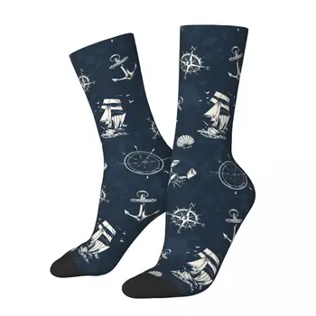 Винтажные морские носки в морском стиле, мужские и женские весенние чулки в стиле хип-хоп