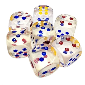 Гигантские Кубики 25 мм С Цветными Точками, 6-Сторонние Прозрачные Кубики, Забавные Шестигранные Игровые Кубики Для Фаркла, Другие Игры В Кости, 10шт