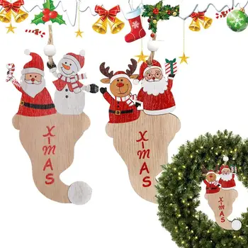 Деревянный знак Санта-Клауса, украшение на Рождественскую елку, Маленькие украшения Санта-Клауса, подвеска в виде рождественской шляпы, подвеска в виде Рождественской елки