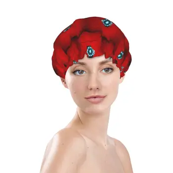 Женская шапочка для душа с героями мультфильмов и комиксов, двухслойные водонепроницаемые шапочки для ванны с длинными волосами