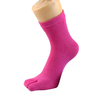 Женские Носки с пятью пальцами, Хлопчатобумажные Однотонные Розовые Носки на лодыжке