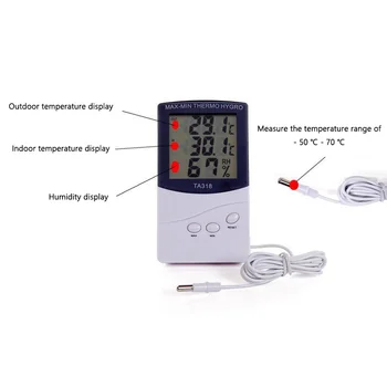 ЖК-дисплей TA318 Электронный термометр для измерения температуры в помещении и на улице, плоский гигрометр с большим экраном