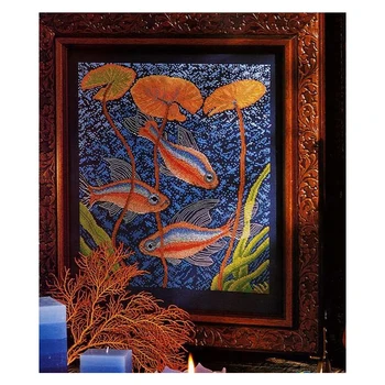 Золотая коллекция Amishop Прекрасный Набор для вышивания крестиком Три красные тропические рыбки Морская Золотая рыбка