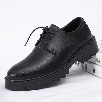 Классическая брендовая мужская обувь из натуральной кожи, обувь для лифтов, мужская деловая обувь на толстой подошве, вечерние модельные туфли
