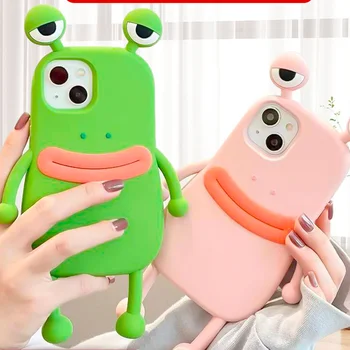 Корейский 3D Чехол-Лягушка для телефона iPhone 14 13 promax 12 11 7 8 pro Корейский Чехол Для iPhone 7 8 plus XS В Подарок