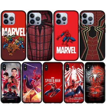 Логотип Marvel Человек-Паук Spiderman Cover Чехол для Телефона iPhone 15 14 13 12 Mini 11 Pro X XR XS Max 8 7 Plus + 15 + Мягкий Чехол