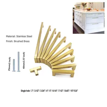 Мебельная ручка из 10 упаковок Золотые Ручки для шкафов Кухонные Ручки Ручки для ванной Комнаты Фурнитура для гардероба Выдвижные ящики из нержавеющей стали