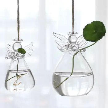Милая стеклянная ваза для цветочных растений в форме ангела, домашний офис, свадебный декор