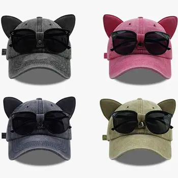Милые бейсболки с кошачьими ушками для мужчин и женщин, весенне-летние Корейские уличные универсальные солнцезащитные очки, шляпа в стиле хип-хоп