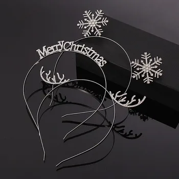 Модный обруч для волос со стразами и Снежинками с Рождеством Христовым для женщин и девочек, украшение для волос из металлического сплава в стиле панк