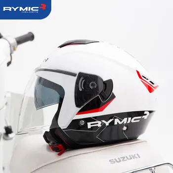 Мотоциклетный шлем RYMIC, мужские и женские полушлемы, шлемы для больших причалов, шлемы для электромобилей, Мотоциклетные защитные шлемы черного цвета