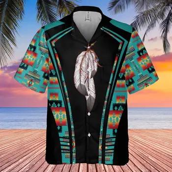 Мужская гавайская рубашка в индийском стиле, пляжный костюм для косплея, Летние повседневные топы в стиле пэчворк на пуговицах, 3D Рубашки