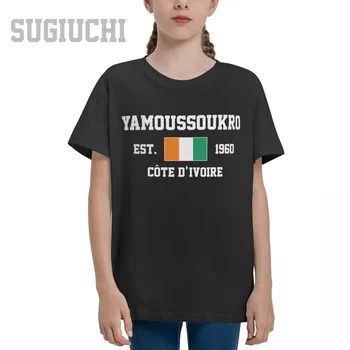 Мужская молодежная футболка для мальчиков и девочек из Кот-д'Ивуара 1960 года, Столица Ямусукро, Детская футболка, Футболка из 100% хлопка, детская футболка с круглым вырезом