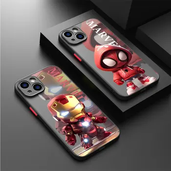 Мягкий Чехол-Бампер для iPhone 15 Pro XS X 11 Pro 12 Mini 8 Plus 13 7 6S 14 Pro Max XR SE 14 Pro Max Симпатичный Чехол Супергероя Marvel