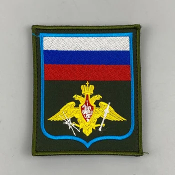 Нарукавная повязка Российских Войск воздушно-космической обороны, цветной вышитый значок