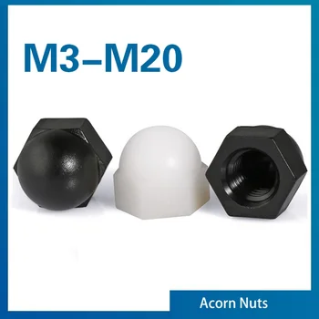 Нейлоновые Куполообразные Гайки С Желудь-Колпачком Белый/ Черный Пластиковый Шестигранник M3 M4 M5 M6 M8 M10 M12 M14 M16 M18 M20 для Изоляции