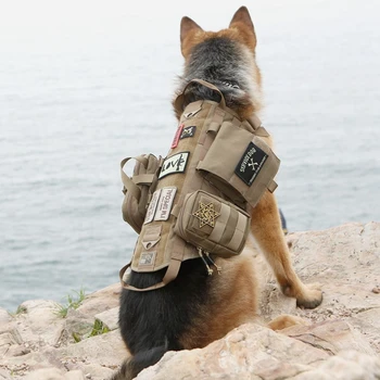 Новый жилет для тактической служебной собаки с подсумками EDC Тренировочная шлейка Molle K9 Тактический охотничий жилет для дрессировки собак с 3 подсумками