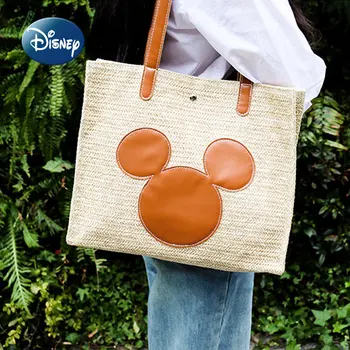 Оригинальная Новая Тканая сумка Disney Mickey, Роскошная Брендовая Женская сумка, Мультяшная Милая Женская Сумка Через Плечо, Модная Большая Емкость