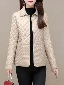 Пальто Парки, Стеганое пальто с длинным рукавом, Однотонная Женская зимняя куртка, Новинка во внешней одежде 2023, Офисная Женская Корейская мода