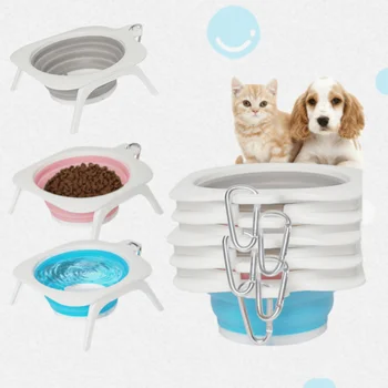 Портативная складная миска для домашних животных со складной треногой, предотвращающая опрокидывание, большая миска для корма и воды для собак для путешествий на свежем воздухе, прочная и удобная