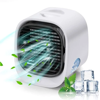 Портативный Мини-Настольный Охладитель воздуха USB Перезаряжаемый Резервуар для воды объемом 300 МЛ со светодиодной подсветкой Охлаждающий Вентилятор Кондиционера