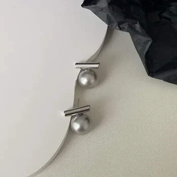 Потрясающе красивые женские серьги-гвоздики из стерлингового серебра 925 пробы с серым жемчугом и стеклянными бусинами