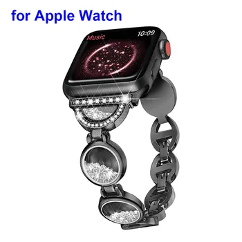Ремешки-браслеты для Apple Watch 38мм 40мм 41мм 42мм 44мм 45мм SE Серии 7 6 5 4 3 Женские Ювелирные Изделия Металлический Ремешок с Блестящим Бриллиантом