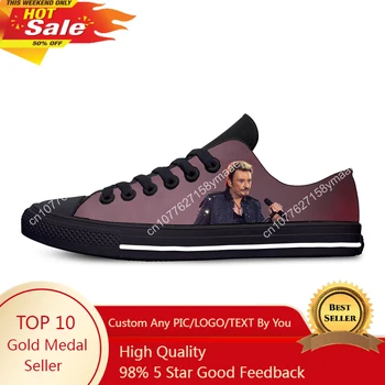 Рок-звезда Джонни Холлидей, Музыкальный певец, Модная повседневная тканевая обувь с низким берцем, Легкие Дышащие Мужские и женские кроссовки с 3D-принтом.
