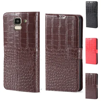 Роскошный кожаный бумажник с откидной крышкой в крокодиловом стиле, чехол для телефона Samsung Galaxy A6 A8 J6 J8 Plus 2018, чехол для телефона, слот для карт памяти