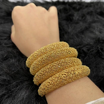 Саудовская Арабская сетчатая цепочка, Индийские Дубайские браслеты для дам с шармом, Эфиопские Африканские золотые браслеты, подарок для новобрачных