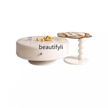 Сочетание легкого Роскошного чайного столика в кремовом стиле Для гостиной Простой Современный Французский круглый Чайный столик для хранения облаков